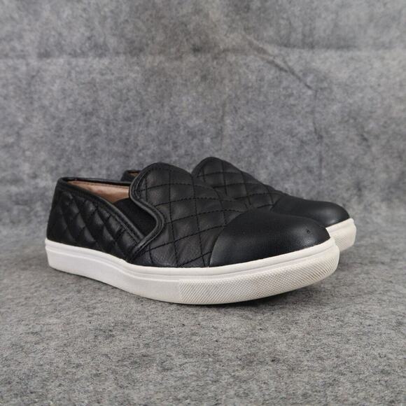Steve Madden Shoes Womens 5.5 Sneakers Slip On Fashion Quilted Cap Toe Black Low - Picture 1 of 15